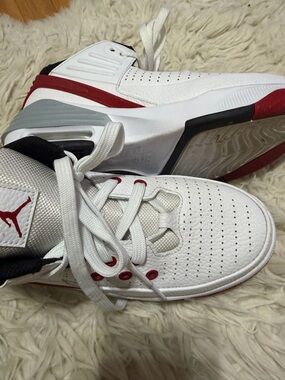 Jordan White and Red High-Top Basketball Sneakers